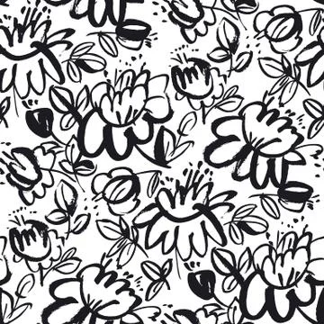 Floral hand drawn seamless vector pattern 库存插图