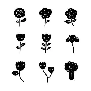 Floral hand drawn solid icon vector illustration 스톡 일러스트