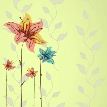 Floral hand-drawn vector background Stock Illustration