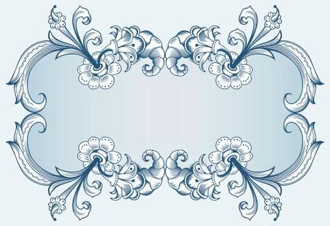 Floral hand drawn vector border Stock Illustration