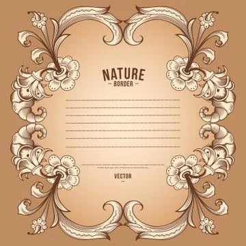 Floral hand drawn vector border Stock Illustration