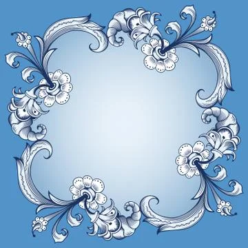 Floral hand drawn vector border Stock Illustration