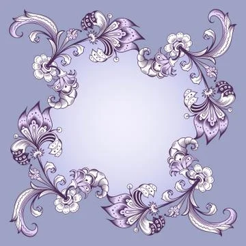 Floral hand drawn vector border Stock Illustration