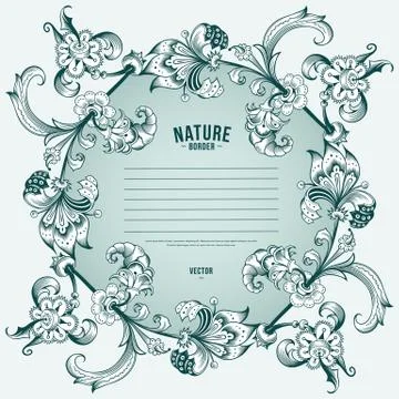 Floral hand drawn vector border 스톡 일러스트