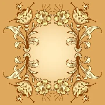 Floral hand drawn vector border Stock Illustration