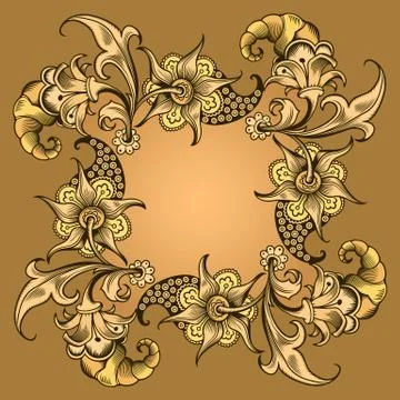 Floral hand drawn vector border Stockillustratie