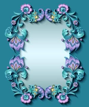 Floral hand drawn vector border. Stock Illustration