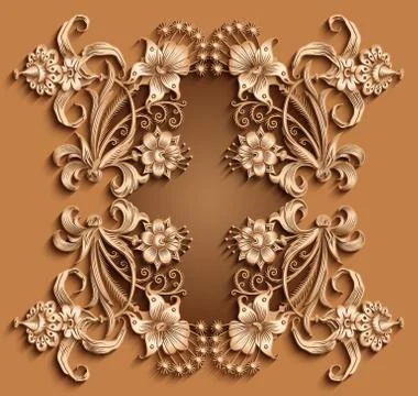 Floral hand drawn vector border. Stock Illustration