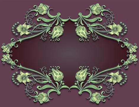 Floral hand drawn vector border. 库存插图