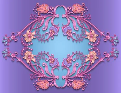 Floral hand drawn vector border. Illustrazione stock