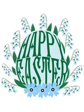 A floral Happy Easter poster with an Easter egg. Banner, poster, or greetin.. Stock Illustration