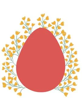 A floral Happy Easter poster with an Easter egg. Creative card. 스톡 일러스트