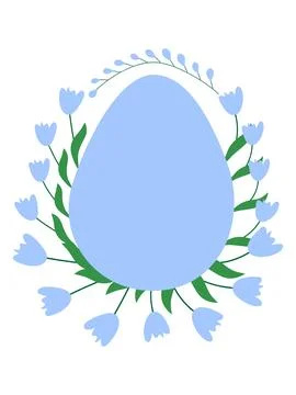 A floral Happy Easter poster with an Easter egg. Creative card. Ilustración de archivo