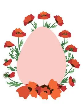 A floral Happy Easter poster with an Easter egg. Creative card. Ilustración de archivo