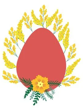 A floral Happy Easter poster with an Easter egg. Creative card. Ilustración de archivo