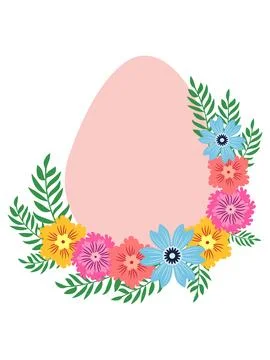 A floral Happy Easter poster with an Easter egg. Creative card. Ilustración de archivo