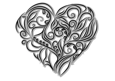 Floral heart shape Stock Illustration