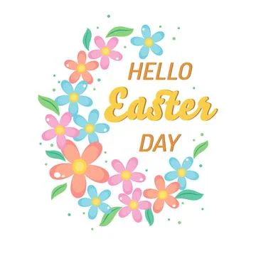 Floral hello easter Stock Illustration