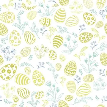 Floral holiday pattern. Easter egg seamless background. Illustrazione stock