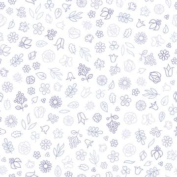 Floral icon seamless pattern.  Flower bloom background. Spring n Stock Illustration