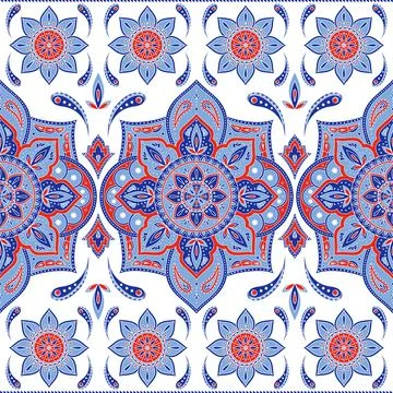 Floral indian paisley pattern vector seamless. Vintage flower ethnic ornament Stock Illustration
