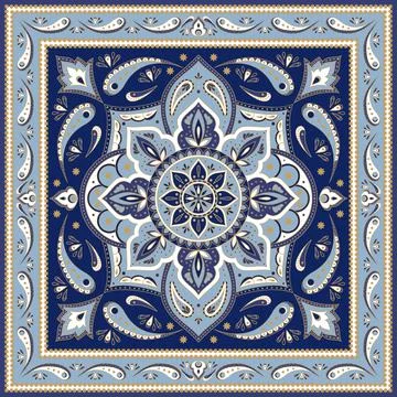 Floral indian paisley pattern vector border. Vintage flower ethnic ornament Stock Illustration