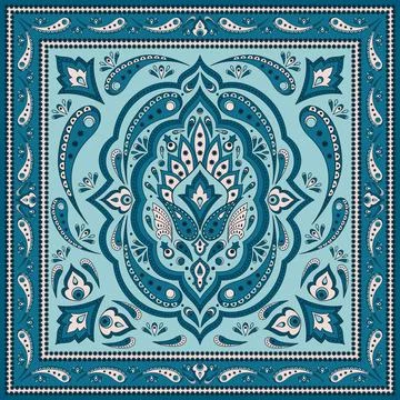 Floral indian paisley pattern vector border. Vintage flower ethnic ornament Stock Illustration