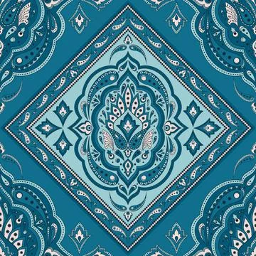 Floral indian paisley pattern vector seamless. Vintage flower ethnic ornament Illustrazione stock