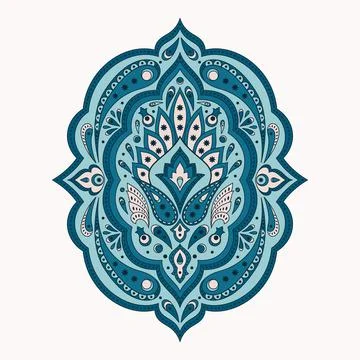 Floral indian paisley pattern vector. Vintage flower ethnic ornament Stock Illustration