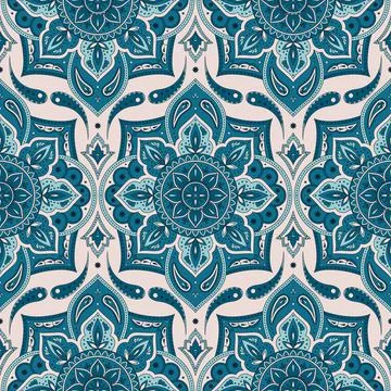 Floral indian paisley pattern vector seamless. Vintage flower ethnic ornament Illustrazione stock