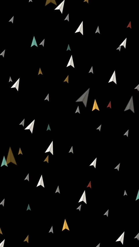 Floral-inspired pattern with paper airplanes on black background. 2d animation 库存影片 343727816