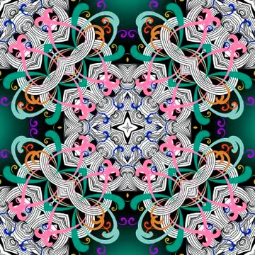 Floral intricate seamless pattern. Vector abstract colorful glowing background Stock Illustration