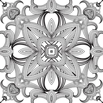 Floral intricate seamless pattern. Vector abstract black and white geometric Illustrazione stock
