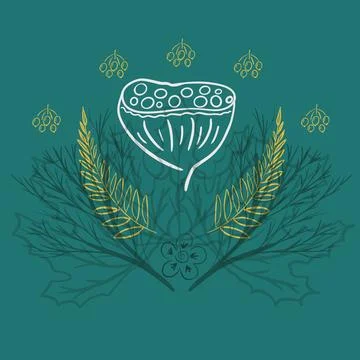 Floral isolated pattern. Simple shapes. Sketch drawing and nature motif. 스톡 일러스트