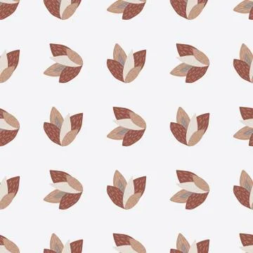 Floral isolated seamless pattern with leaves in brick color. White background. Illustrazione stock