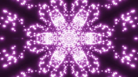 Floral kaleidoscopic shape absorbing tiny glowing particles. Design. Pulsating 스톡 동영상 257387634