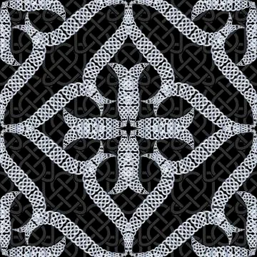Floral lace seamless pattern. Celtic ornament. Repeat curved lines grid backd Stock Illustration