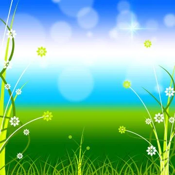 Floral landscape representing text space and countryside Иллюстрация