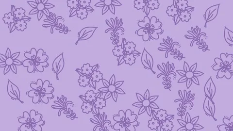 Floral Lavender Pattern Background - Delicate Blossoms and Leaves. Stock Footage 321856367
