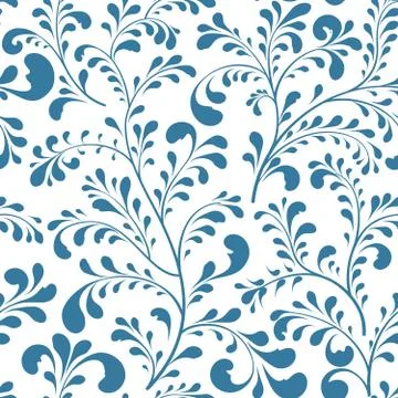 Floral leaf branch seamless pattern. Abstract ornamental flowers Illustrazione stock