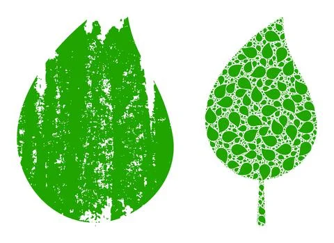Floral Leaf Icon Recursive Composition and Grunge Textured Icon Illustrazione stock
