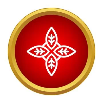 Floral leaf icon in red circle button concept 스톡 일러스트