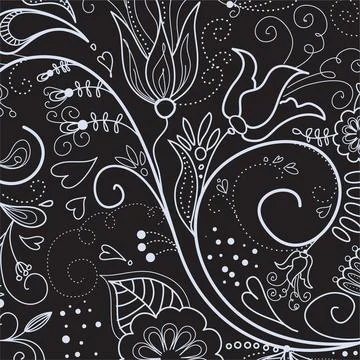 Floral Leaf Pattern In Black And White Color Stock Illustration