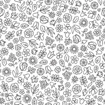 Floral leaf seamless pattern.  Flower icon background. Summer na Stock Illustration