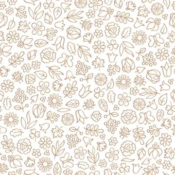 Floral leaf seamless pattern.  Flower icon background. Summer na Stock Illustration