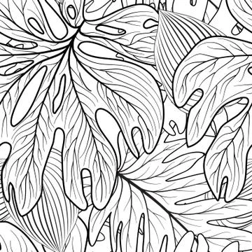 Floral leaf seamless pattern. Leaves  background. Tropical garden Stock Illustration