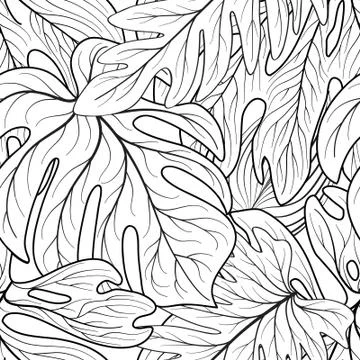 Floral leaf seamless pattern. Leaves  background. Tropical garden Stock Illustration