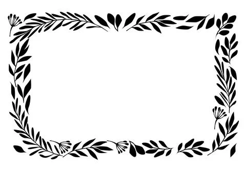 Floral leafy rectangle border design isolated Stock Illustration