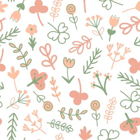 Floral leafy summer seamless pattern Stock Illustration