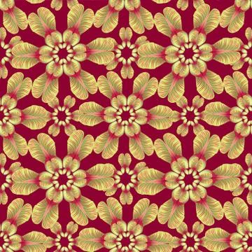 Floral leaves pattern. Seamless background. Nature swirl leaf ornament Stock Illustration